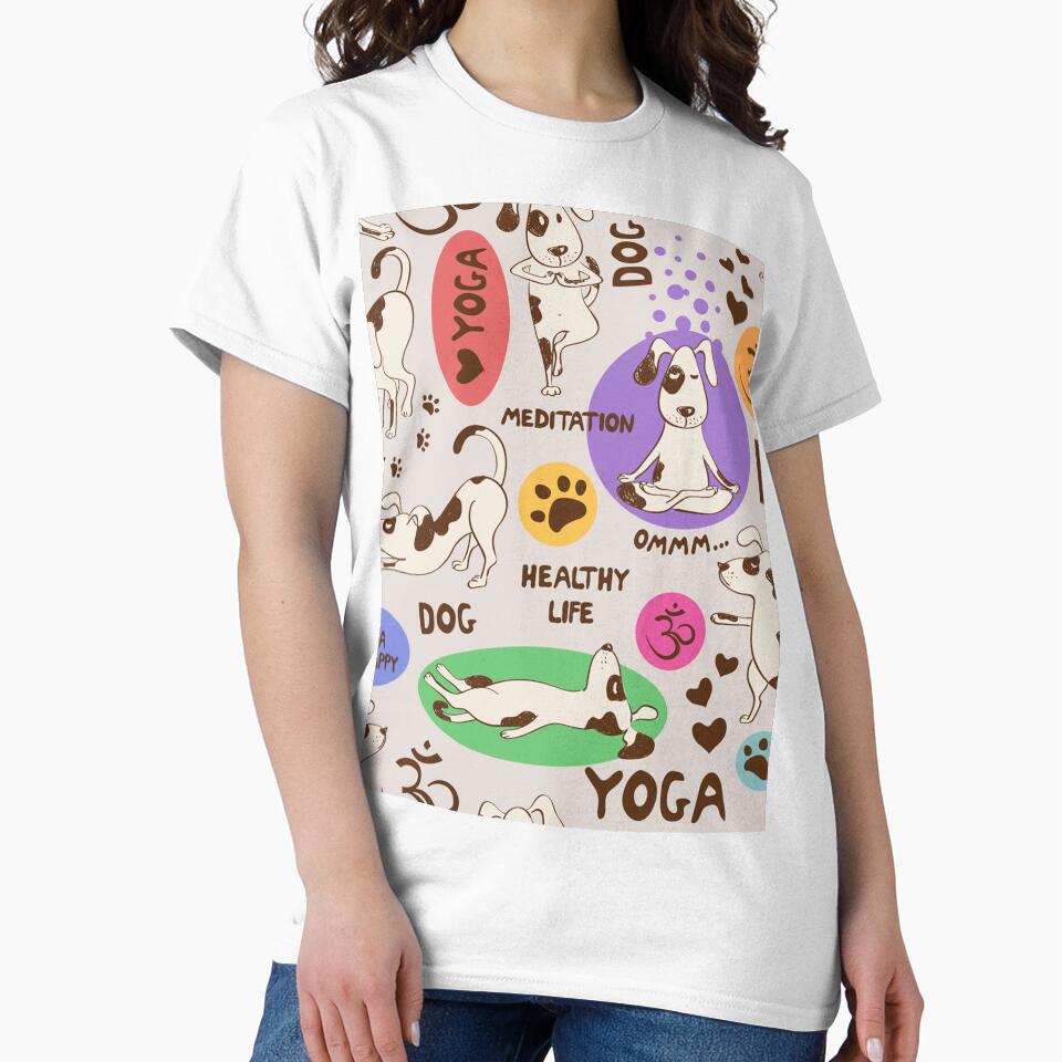 cartoon dog in yoga position Classic T-Shirt